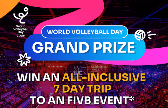 Hlavná cena pri príležitosti Svetového dňa volejbalu: all-inclusive 7-dňový zájazd na podujatie FIVB podľa vlastného výberu