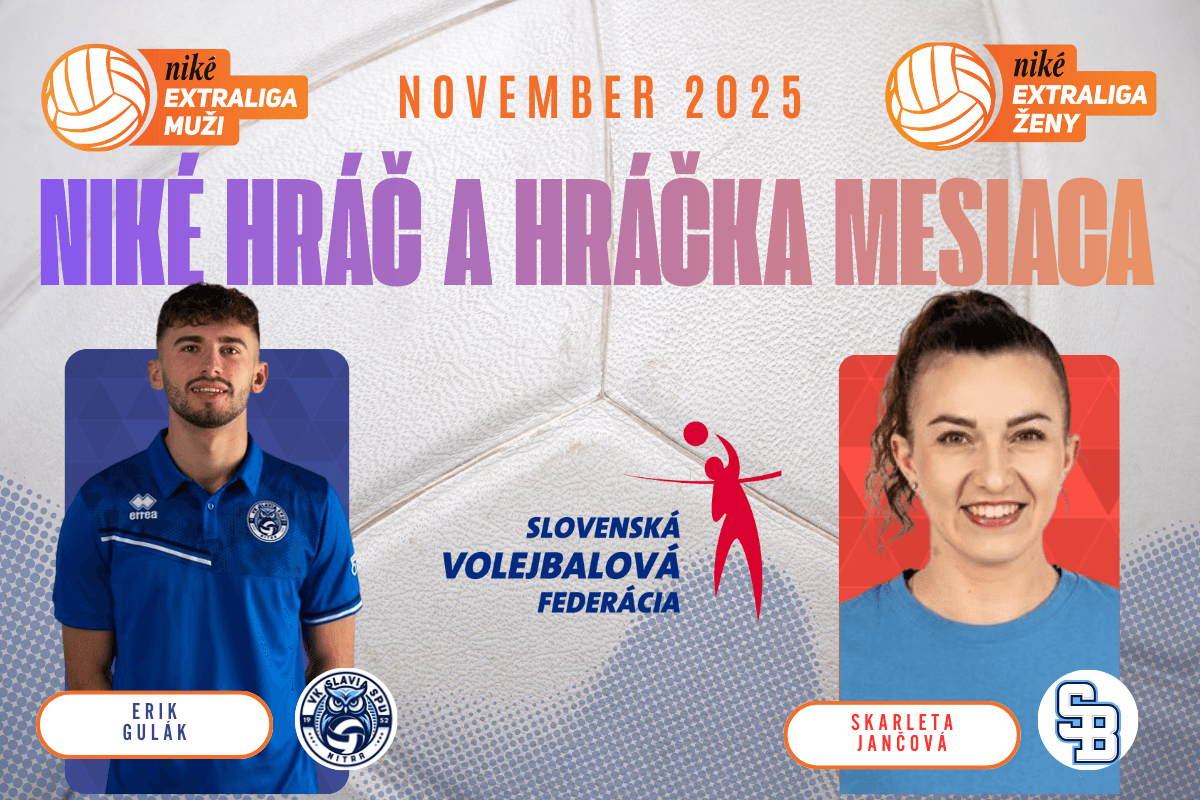 Niké hráčmi mesiaca november Skarleta Jančová a Erik Gulák