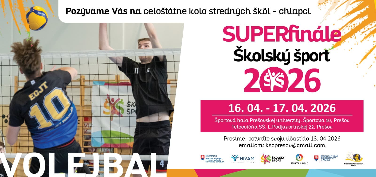 Prešov bude dejiskom celoštátneho finále vo volejbale stredných škôl