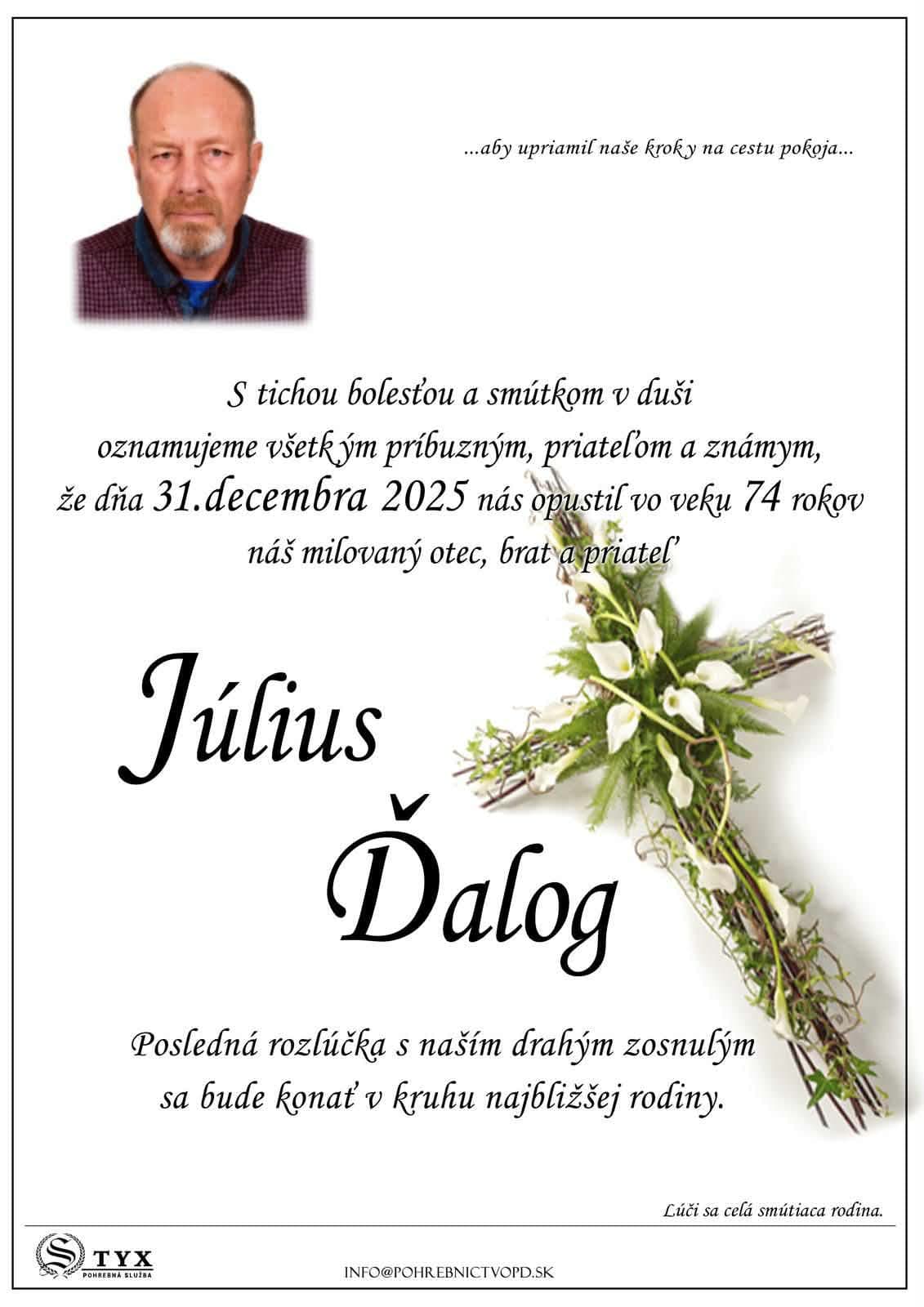 Opustil nás Július Ďalog