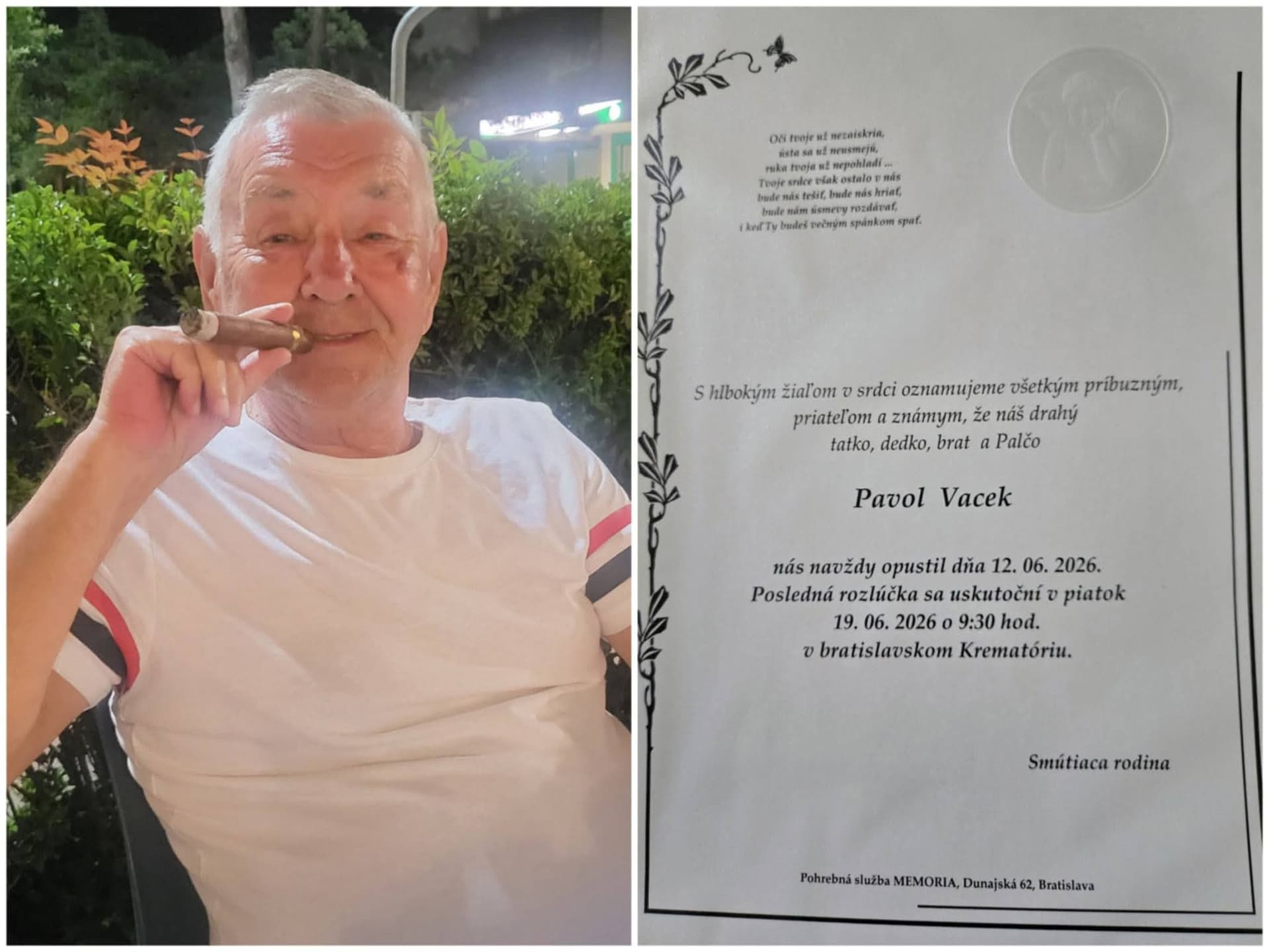 Opustil nás Pavol Vacek