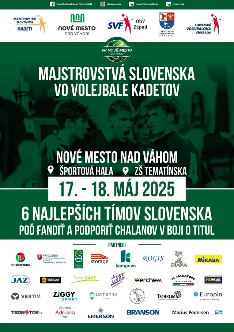Finálový turnaj M-SR kadetov (17. - 18. máj 2025, Nové Mesto n/V)